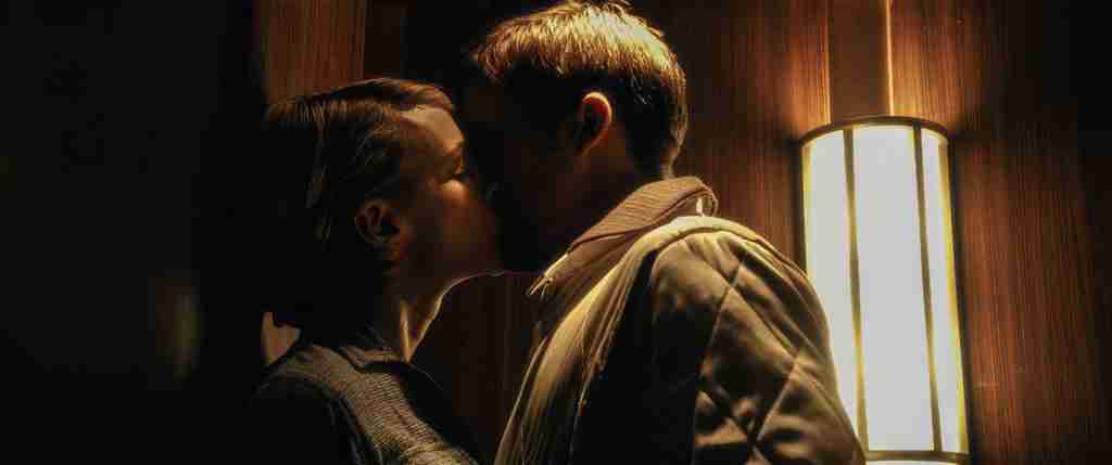 Drive beat sheet Why section elevator kiss: Ryan Gosling as Driver kisses Irene (Carey Mulligan) in the apartment elevator, a poignant moment of protection and farewell before the violent confrontation