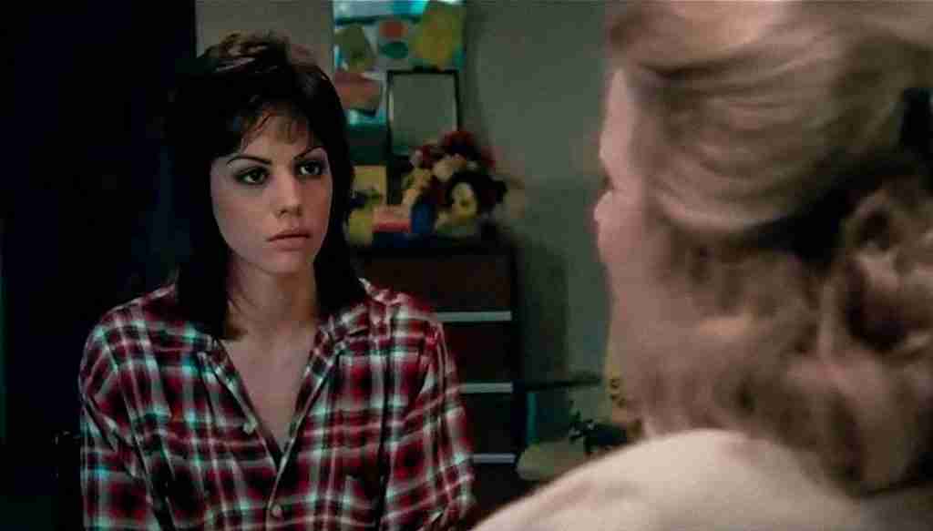 Joan Jett (Patti Rasnick) facing her mother, Jeanette Rasnick, in the hospital room during their tense final conversation.