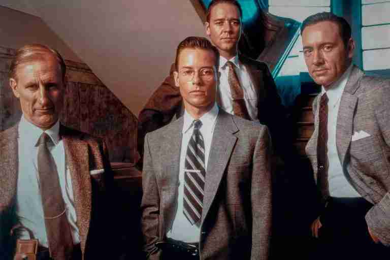 LA Confidential Beat Sheet, featuring the four main detectives, Exley, White, Vincennes, and Dudley Smith.