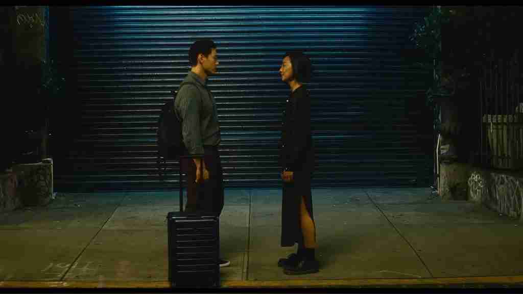 Past Lives analysis Uber garage farewell Nora Hae Sung silent wait sculpture motif