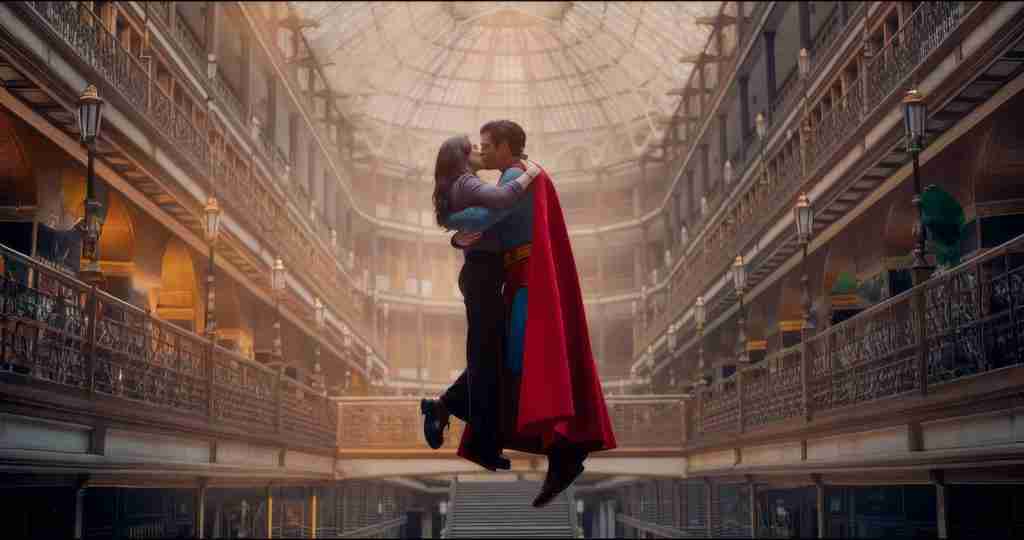 Superman and Lois Lane floating kiss in Superman 2025 Analysis