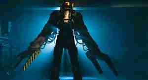 Aliens analysis: Ellen Ripley (Sigourney Weaver) in the yellow Power Loader confronting the Alien Queen at 02:08:42.