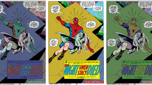 Final page of Amazing Spider-Man #121 The Night Gwen Stacy Died, with Spider-Man holding Gwen Stacy's body and swearing revenge on the Green Goblin: You killed the woman I love and for that you're going to die.