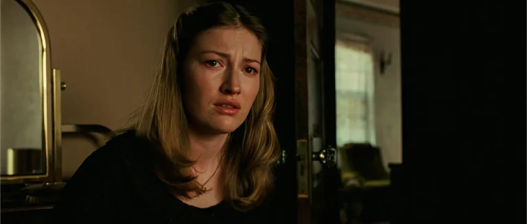 No Country for Old Men Carla Jean refuses the coin toss — Kelly Macdonald as Carla Jean Moss facing Chigurh